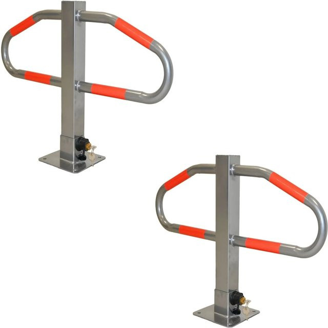 TRUTZHOLM 2er Set Parkplatzsperre aus Metall, abschließbar und klappbar, Grau, B: 47 cm, H: 73 cm - Bild 1