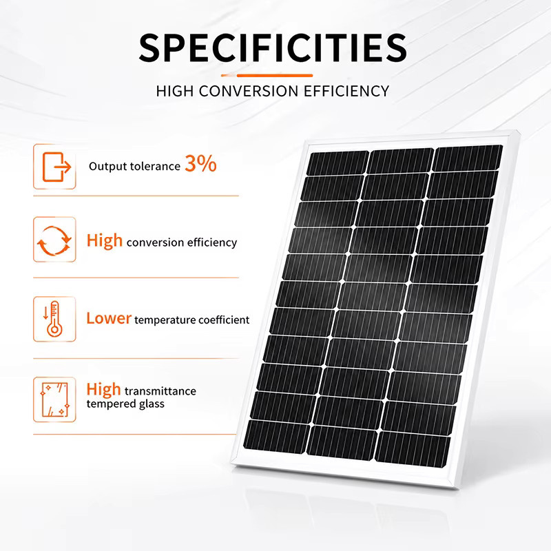 CHUBAN Starres Glas-Solarmodul 80W in Schwarz mit 5M DC-Kabel und 5-in-1 Adapterkabel für Balkonmontage, Powerstation und Camping - Bild 2