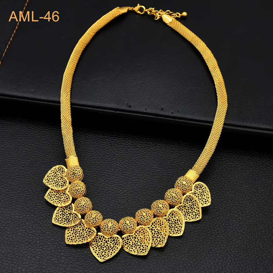 XUHUANG Schmuckset Halskette, Ohrringe, Gold, Damen - Bild 3