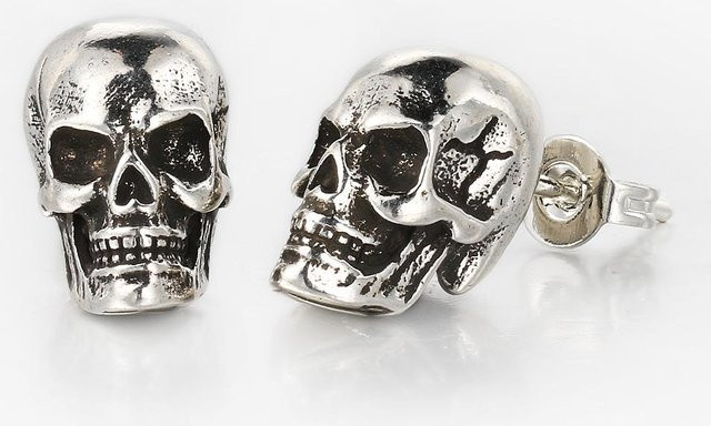 Steckohrringe Totenkopf, Kupfer, Silber, Unisex - Bild 1