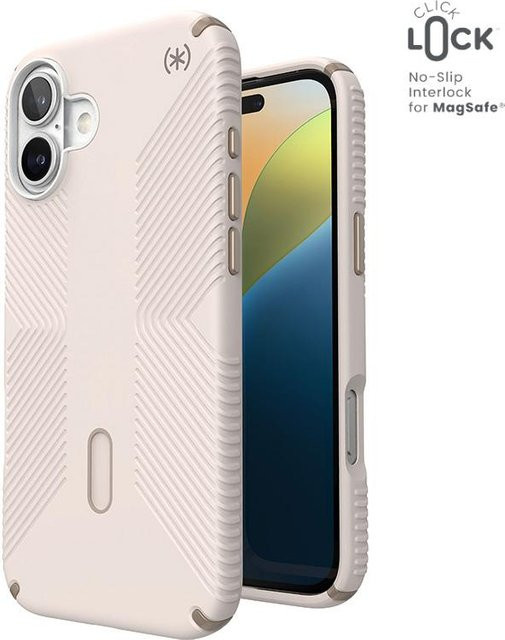 Speck Presidio2 Grip Clicklock & MagSafe Schutzhülle für iPhone 16 Plus in Gebleichtem Knochenweiß, Erbstück-Gold und Haselnussbraun - Bild 1