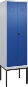C+P PSA Doppel-Spind Classic PLUS Gestell mit 2 Abteilen, Grau und Blau, B/T/H: 212 x 60 x 50 cm, mit Sicherheits-Drehriegel Verschluss 7035/5010 - Bild 1