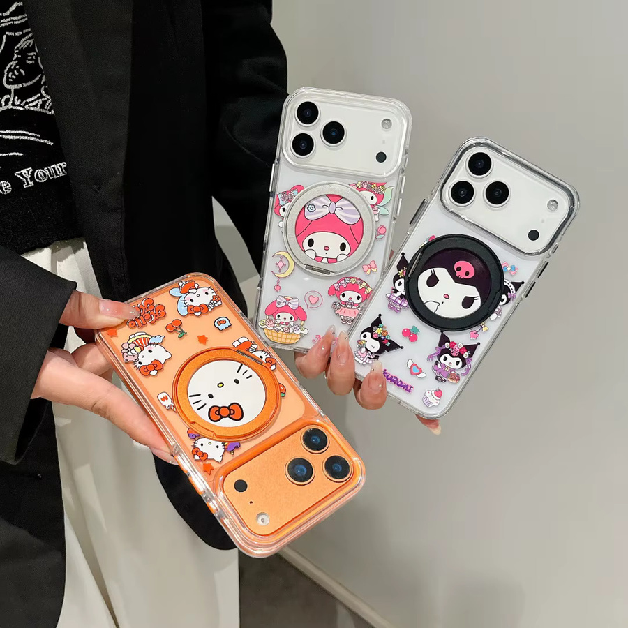 Sanrio Handyhülle mit magnetischer Halterung für iPhone 17 16 15 14 13 Pro Max in Multicolour mit Kuromi My Melody Hello Kitty Motiven - Bild 4