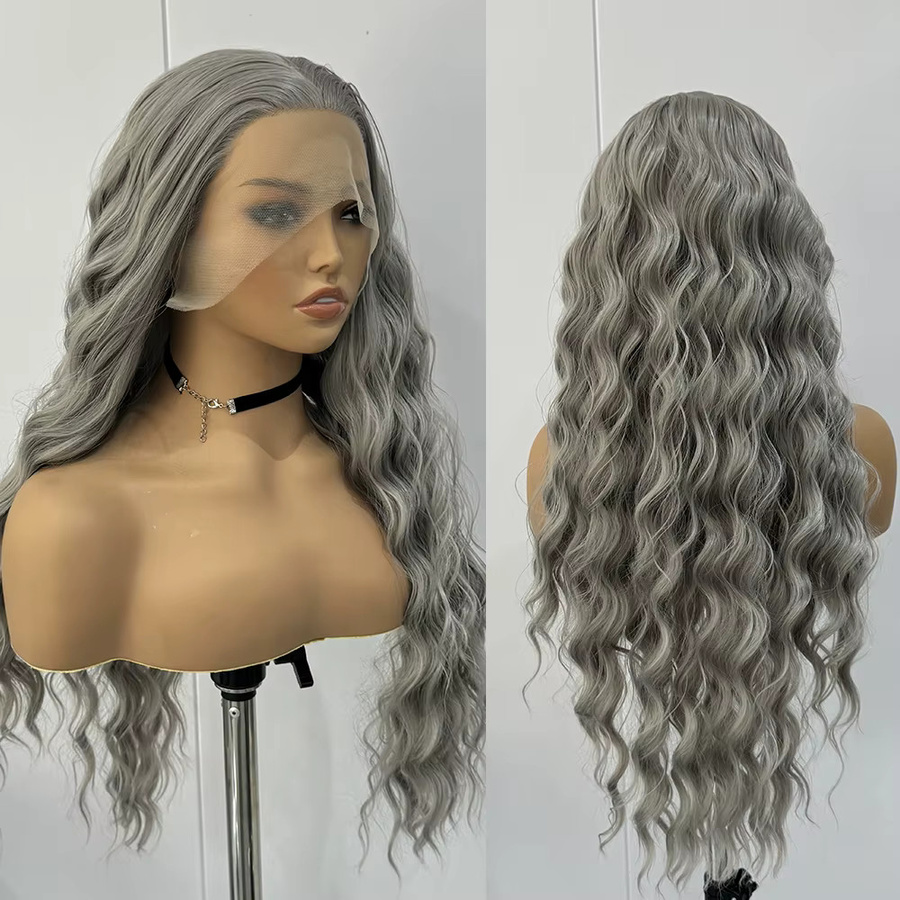 UStyleHair Perücke, grau, lange lose Locken, synthetisch, Damen - Bild 2