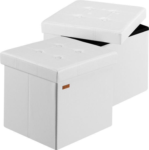 Casaria 2er-Set Sitzhocker Cube aus Kunstleder in Weiß, B/T/H: 38 x 38 x 38 cm - Bild 1