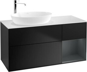 V&B Waschtischunterschrank Finion mit Wandbeleuchtung in Weiß lackiert, Breite: 120 cm, Tiefe: 50,1 cm, Höhe: 50,1 cm - Bild 1
