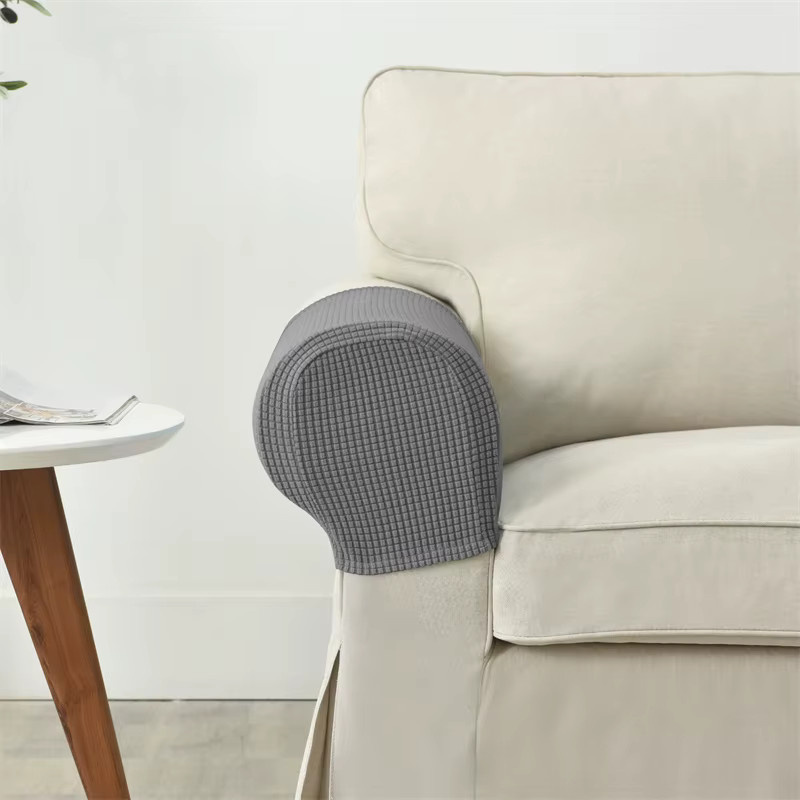 2-teiliges Set WANERQU Stretch-Armlehnenbezüge aus Polar Fleece in Grau für Sofa und Sessel - Bild 3