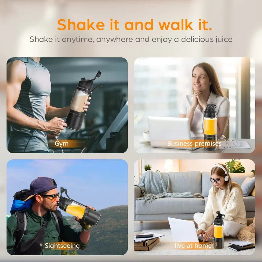 DENOKIN Tragbarer elektrischer Entsafter in Schwarz, 700 ml, USB wiederaufladbarer Mini-Mixer für Smoothies und Obst - Bild 2