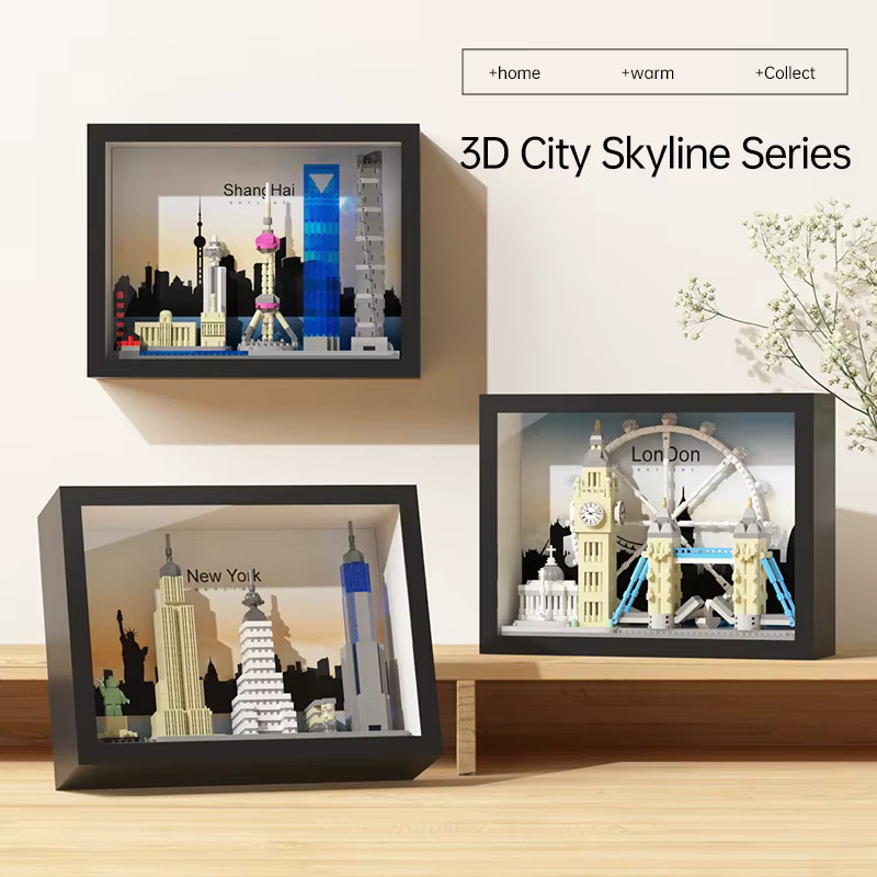 yaafun MOC Skyline Foto Baustein Stadtansicht, 3D-Modell, Mini Ziegel - Bild 2