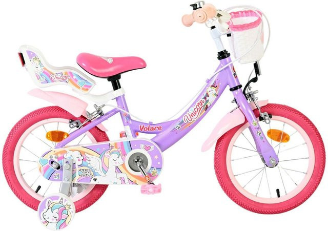VOLARE Unicorn Kinderfahrrad, 14 Zoll, ohne Rücktrittbremse, lila - Bild 1