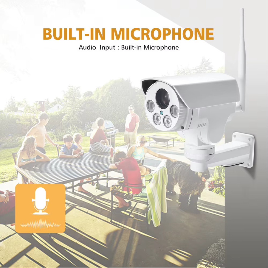 BOAVISION 4K 8MP PTZ IP Sicherheitsschutzkamera mit 4G SIM und WIFI, Outdoor Überwachungskamera mit 5X 10X optischem Zoom, Audio und 50M IR Nachtsicht, Farbe: Weiß - Bild 2