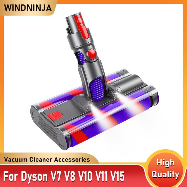 Dyson Doppel-Soft-Roller-Bürstenkopf mit LED-Licht für V7 V8 V10 V11 V15 Staubsauger – frei drehbare Bodenbürste - Bild 1