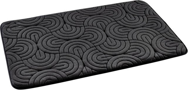 POCOline Badematte Schwarz aus Polyester mit modernem Grafikdesign, schnelltrocknend und Oeko-Tex Standard 100, B/T: 80 x 50 cm - Bild 1