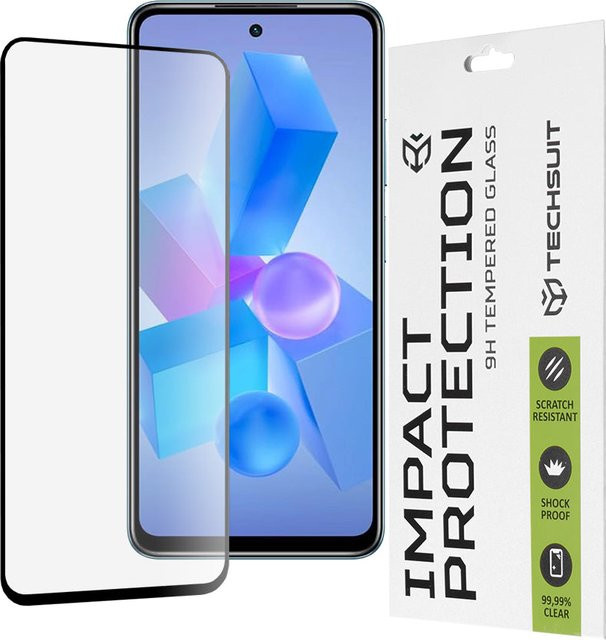 Techsuit Displayschutzfolie aus gehärtetem Glas für Tecno Spark 20 Pro, Pova 5 Pro, Hot 40 und Hot 40 Pro, Full Glue, Schwarz - Bild 1