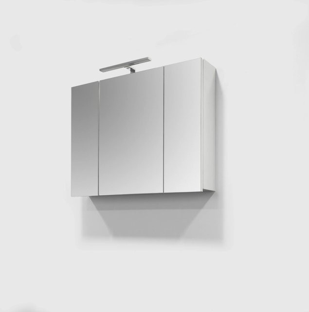 Sanotechnik Spiegelschrank Weiß mit LED-Beleuchtung und Softclose-Türen, Breite: 80 cm, Höhe: 60 cm - Bild 1