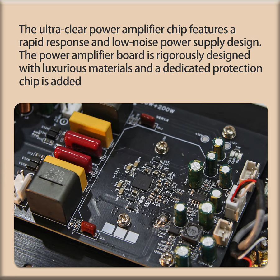 Ysaio Ma5332Ms Pure Power Amplifier Hochleistungs-Digitalverstärkerplatine in Multicolour mit 2X200W Zweikanalmodul für HiFi Audiophile-Qualität - Bild 4