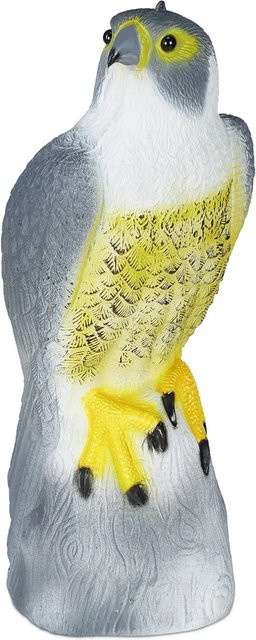 Relaxdays Vogelschreck Falke aus PE in Grau und Gelb, wetterfest, B/T/H: 40,5 x 17 x 19 cm - Bild 1