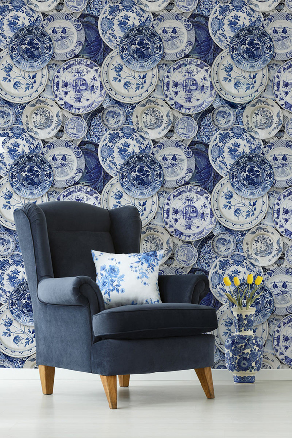 MINDTHEGAP Tapete Delftware WP20187 blau floral Vlies - Bild 1