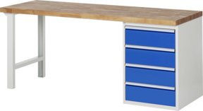 Rau Werkbank 7509A1 in Weiß mit 4 Schubladen, B/T/H: 200 x 70 x 89 cm - Bild 1