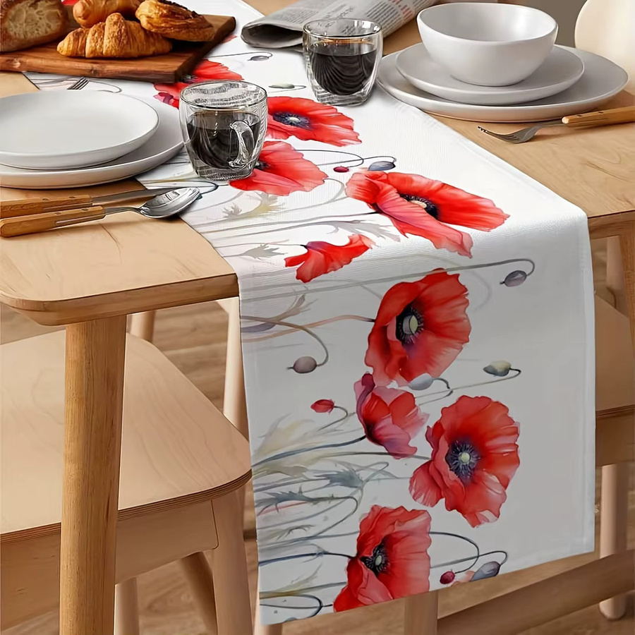 VIKAMA Tischdecke mit floralem Mohnblumenmuster, rechteckig - Bild 3