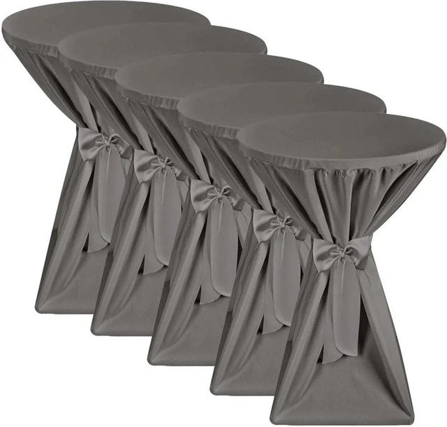 Beautissu Premium Stehtischhusse 5-teiliges Set in Anthrazit mit Durchmesser 80 cm - Bild 1