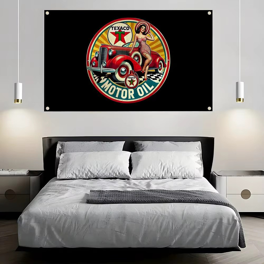 Dekorative T-Texaco Flagge in Weiß und Multicolour für Wand und Garten im Retro-Design - Bild 3