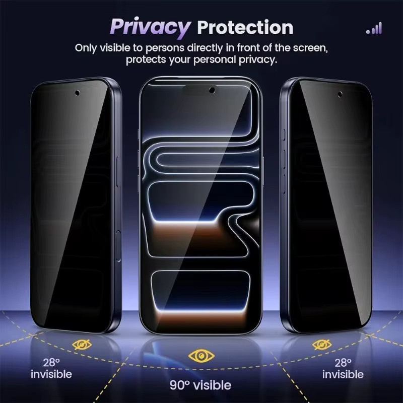 SnakeGlass 3er-Pack Anti-Spionage Vollbild-Displayschutzfolie aus gehärtetem Glas mit 9H Härtegrad für iPhone 17 16 15 14 13 12 11 Pro Max Plus und Air Modelle - Bild 2