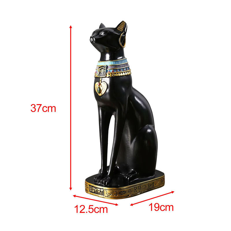 Homyl Bastet Statue Ägyptische Katze Göttin als schwarzes Ornament aus Kunstharz, Höhe: 23,5 cm, Breite: 23,5 cm, Tiefe: 9 cm - Bild 6