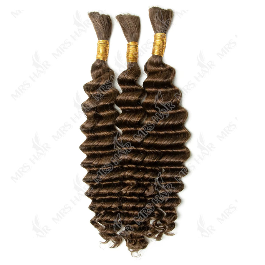 Boymia Haarverlängerung Echthaar, Braune Wellen, 76,2 cm, 50 g, Unisex - Bild 3
