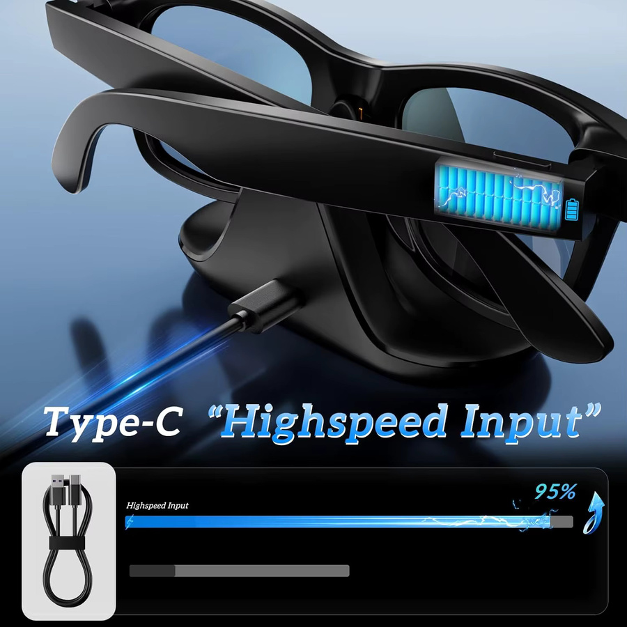 SZKOSTON Mini-Ladestation für RayBan Meta Smart AI-Brille Wayfarer Headliner Skyler in Schwarz mit USB-C-Kabel - Bild 4