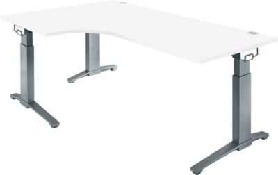 Schäfer Shop Genius Schreibtisch ERGOSTYLE S mit C-Fuß Gestell, manuell höhenverstellbar, weiß/anthrazit, B: 200 cm, T: 80 cm, H: 67,5-89,5 cm - Bild 1