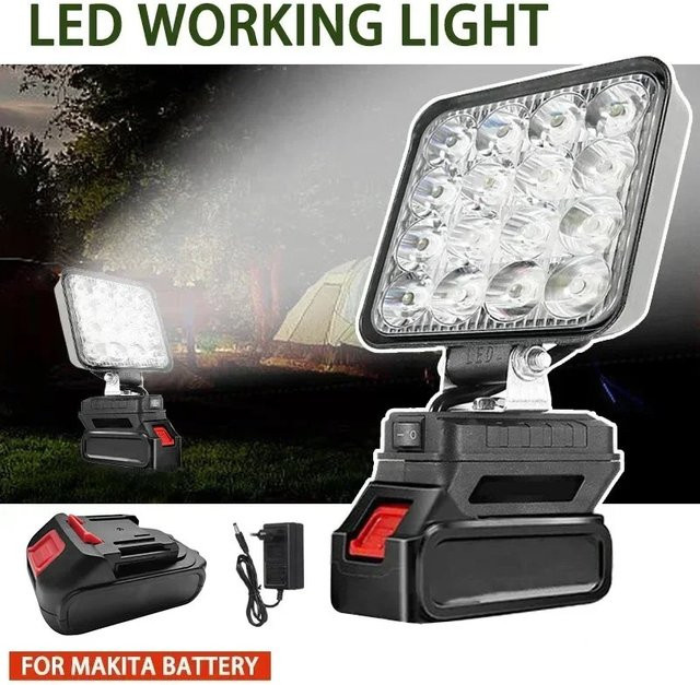 OUTLULU LED-Flutlicht für Makita-Akkus, 4 Zoll tragbarer Spotlight in Schwarz, kabelloses Handheld-Notlicht für Außenarbeiten und Angeln - Bild 1