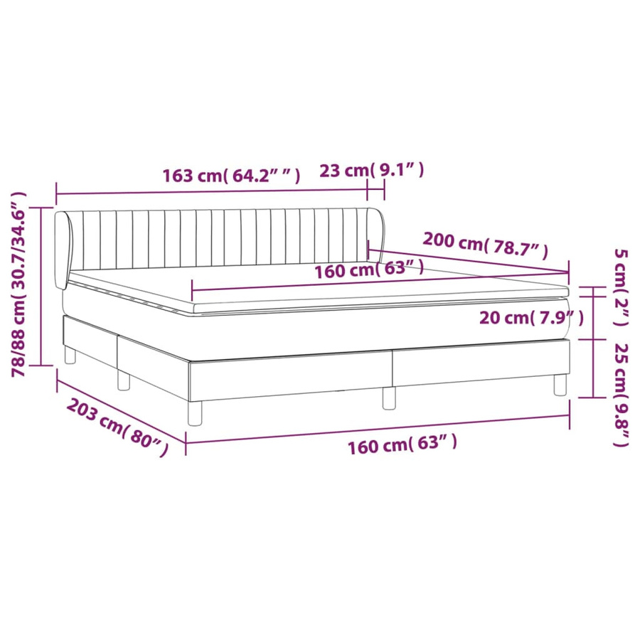 vidaXL Boxspringbett mit Matratze Hybrid-Design aus Stoff in Hellgrau B/T/H: 160 x 200 cm - Bild 2