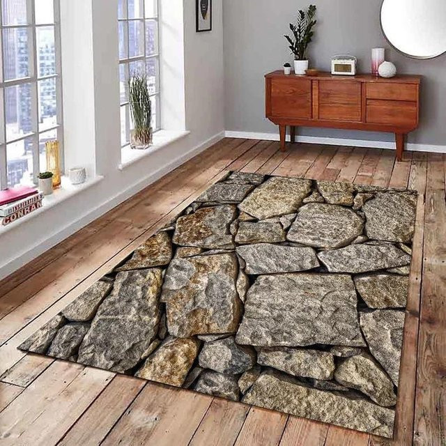 Moderner Teppich Lodestar mit Flussstein-Design in Grau und Multicolour, B/T: 120 x 80 cm - Bild 1