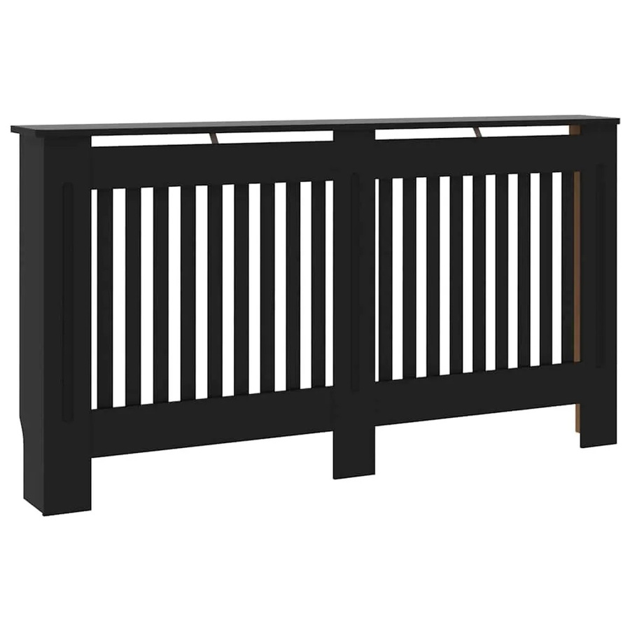 vidaXL Heizkörperverkleidung in Schwarz mit modernem Latten-Design aus MDF, B/T/H: 152 x 19 x 81,5 cm - Bild 2