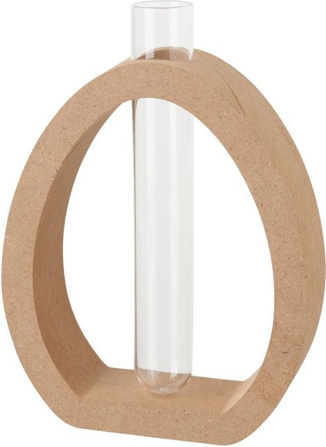 VBS Vase Reagenzglashalter Ei in Braun aus MDF-Holz und Glas - Bild 1