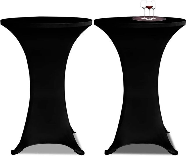 DELUKE 2er Set Stretch-Stehtischhussen AMAU in Schwarz, elastische Tischdecken für runde Stehtische, Durchmesser: 60 cm - Bild 1