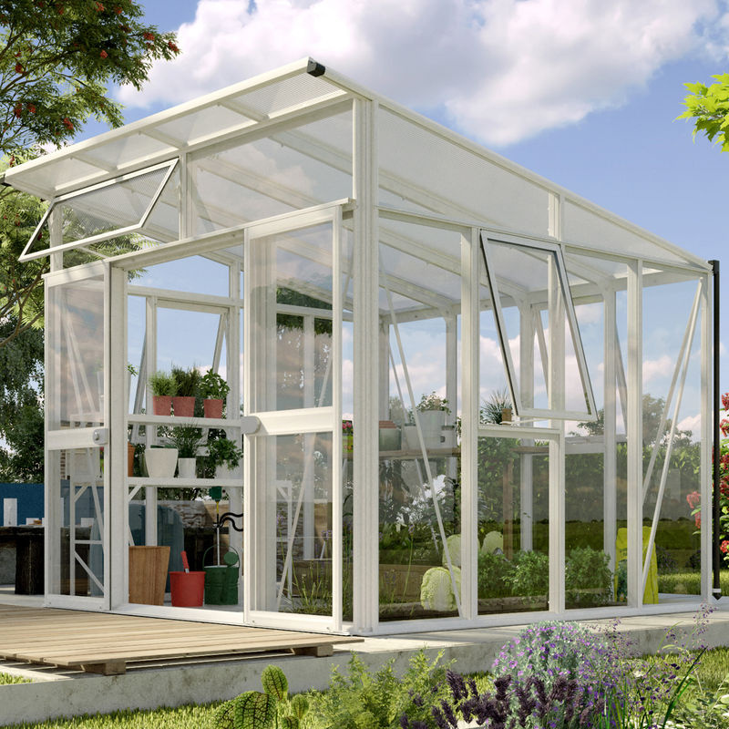Vitavia Gewächshaus Aphrodite 7800 in Weiß mit 7,8 m² Fläche, 3 mm ESG-Glas und 10 mm HKP-Dach - Bild 4