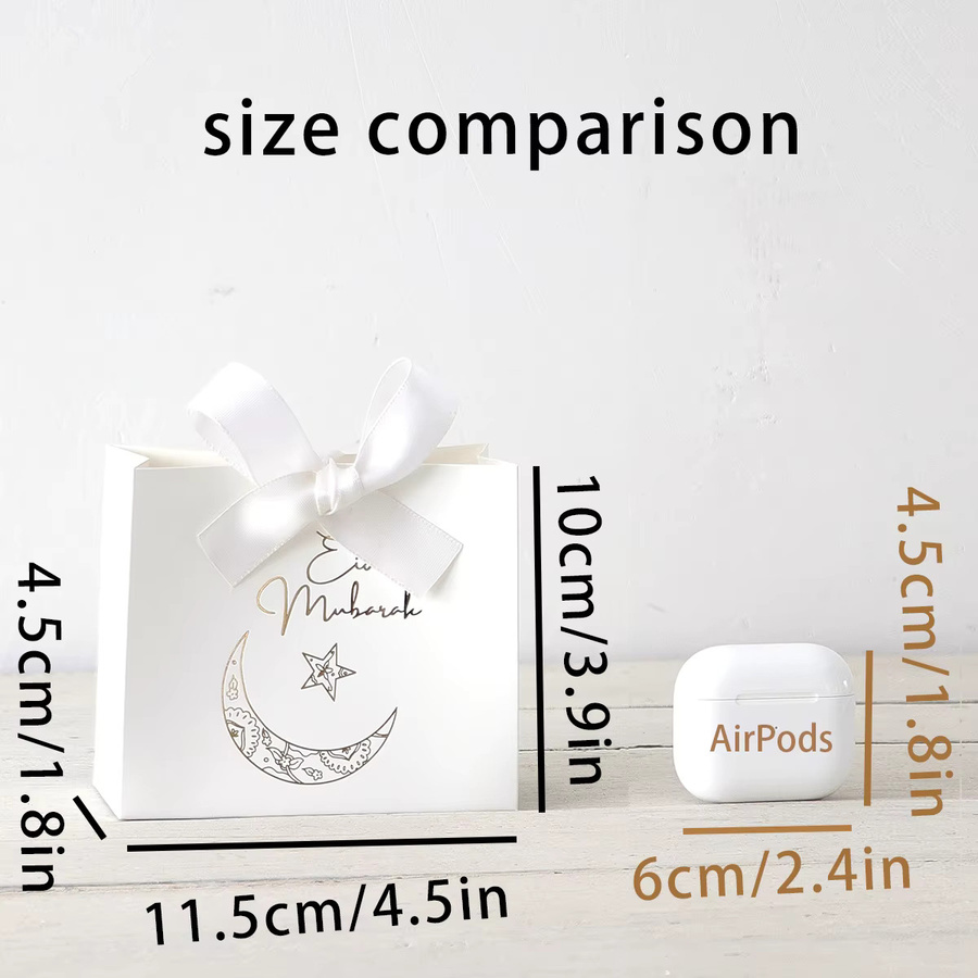 5 exquisite Eid-Geschenkboxen aus Papier in Weiß mit Gold- und Silber-Stern- und Mondmustern - Bild 6