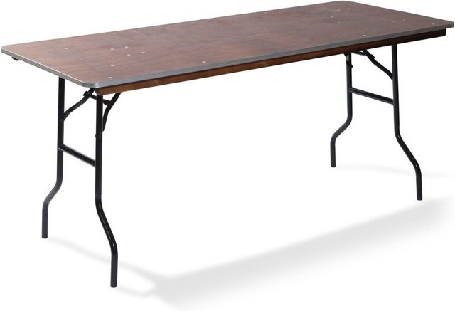 Feros Klapptisch Bankettisch rechteckig in Holzoptik mit schwarzem Gestell, B/T/H: 183 x 76 x 76 cm - Bild 1