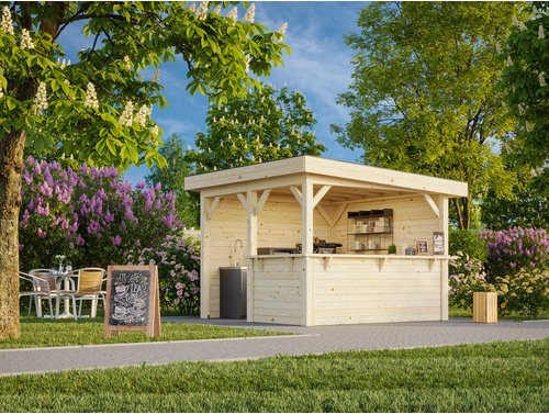 PALMAKO Pavillon Lenna Set 303 aus Fichtenholz in Braun mit Flachdach, B/H/T: 300 x 245 x 300 cm - Bild 1