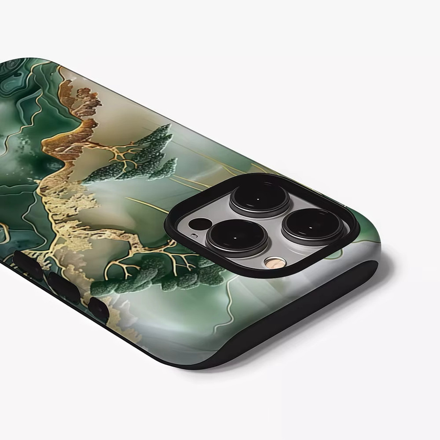 Jinshan Green Tree Handyhülle im chinesischen Stil für iPhone 17 16 15 14 13 Pro Max Plus, magnetische robuste Doppel-Schicht-Hülle in Grün - Bild 2