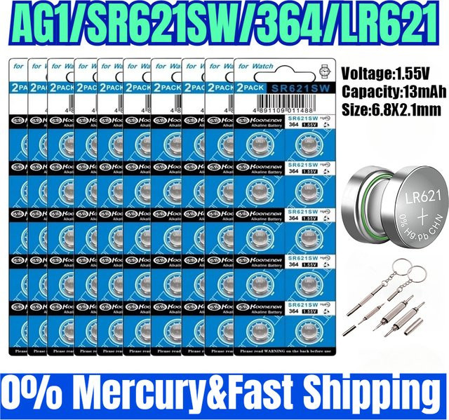 UKGF AG1 SR621SW Knopfzellenbatterien Silberoxid 1,55 V für Uhren - Bild 1