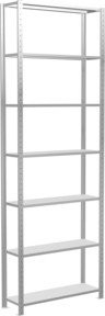 Schulte Grundregal Steckregal MULTIplus85 mit 7 Fachböden und Kreuzstrebe, Farbe: Lichtgrau, B/T/H: 300 x 100 x 30 cm - Bild 1