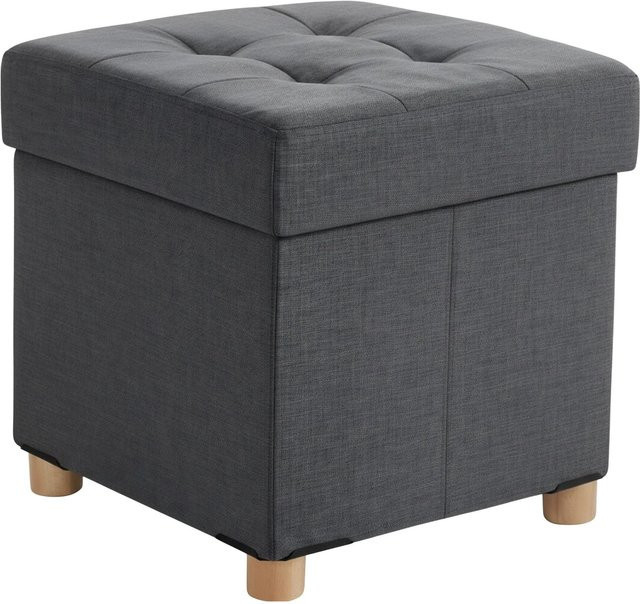 Gepolsterter Relaxdays Hocker mit Stauraum aus Polyester in Dunkelgrau, B/T/H: 38 x 38 x 38 cm - Bild 1