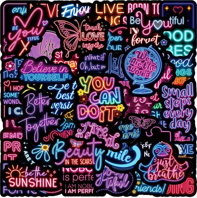 Rspctou Neon-Serie Inspirierende Aufkleber, 10-teiliges Set, multicolour - Bild 1