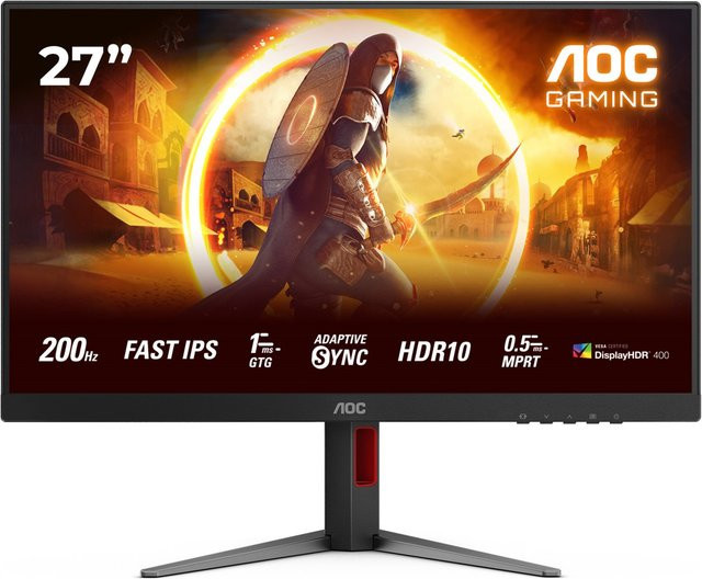 AOC 27G4HA Gaming Monitor Full HD, 27 Zoll, Fast-IPS, 200Hz, Schwarz/Rot - Bild 1