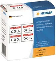 HERMA Nummernetiketten aus Papier in Weiß und Rot, B x H: 15 x 22 mm - Bild 1