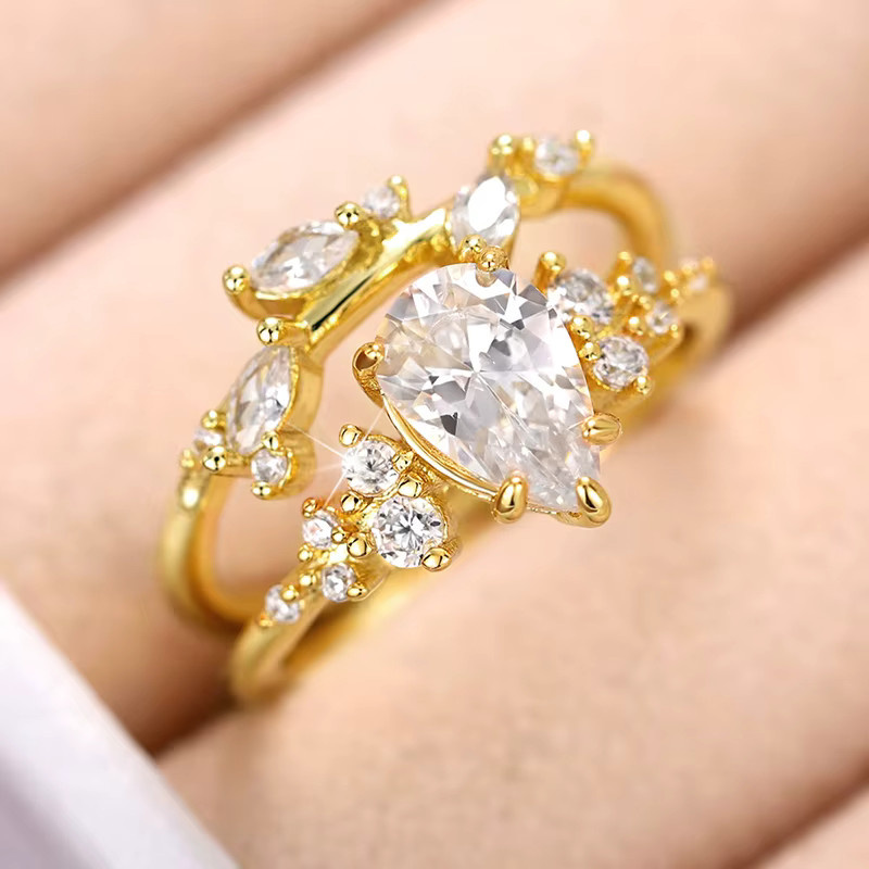 Huitan Trendy Schmuck-Set, Ringe, Zirkonia, Gold, Damen - Bild 2
