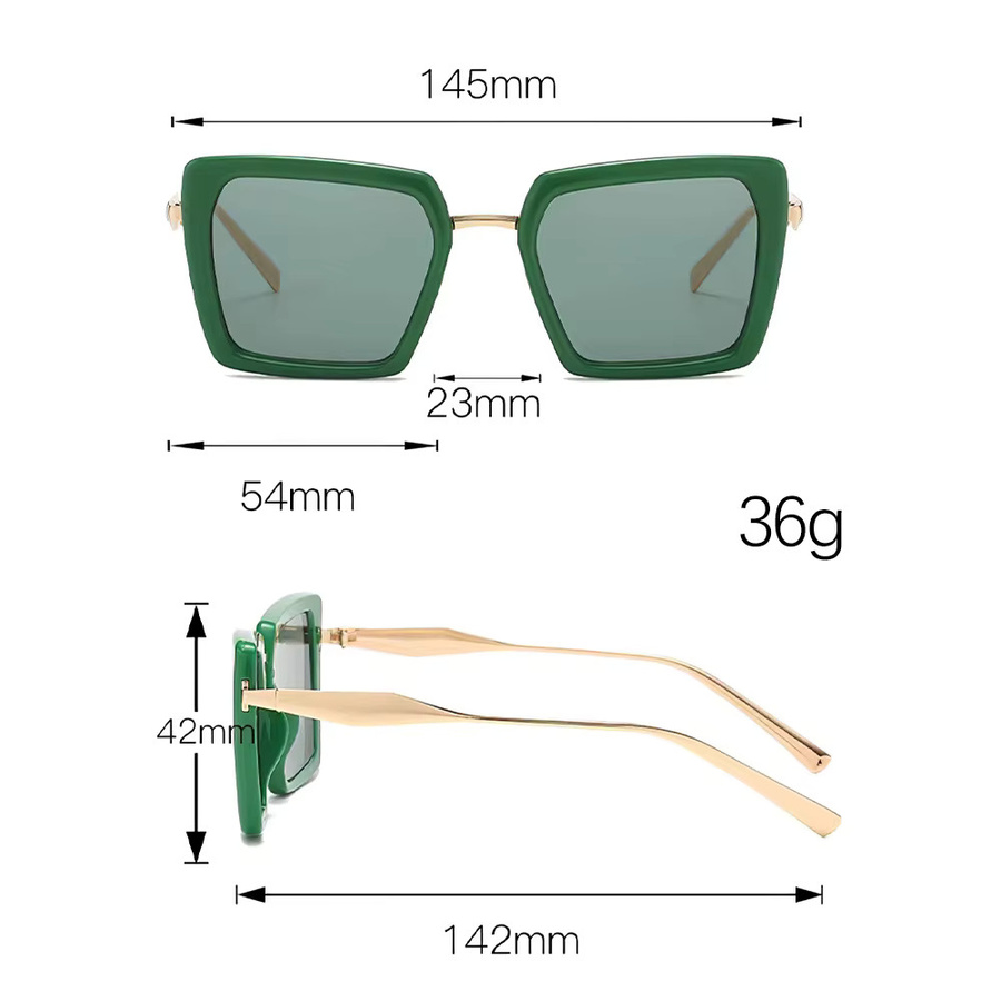 YuYing Sonnenbrille, quadratisch, Vollrand, grün, gold, Damen - Bild 3